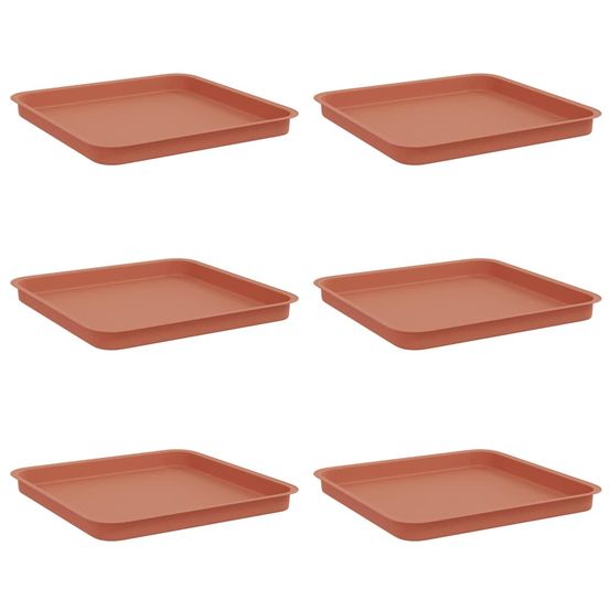 Plateau carré à fleurs 6 pc rouge brique 36 x 36 x 3 cm