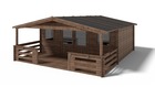 Abri de jardin en bois - 5x4 m - 30 m2 + terrasse avec balustrade et avant-toit en bois - traité