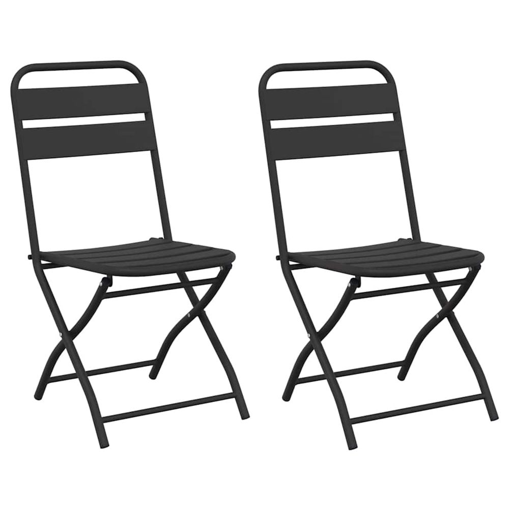 Chaise de jardin pliante 2 pc anthracite acier enduit de poudre