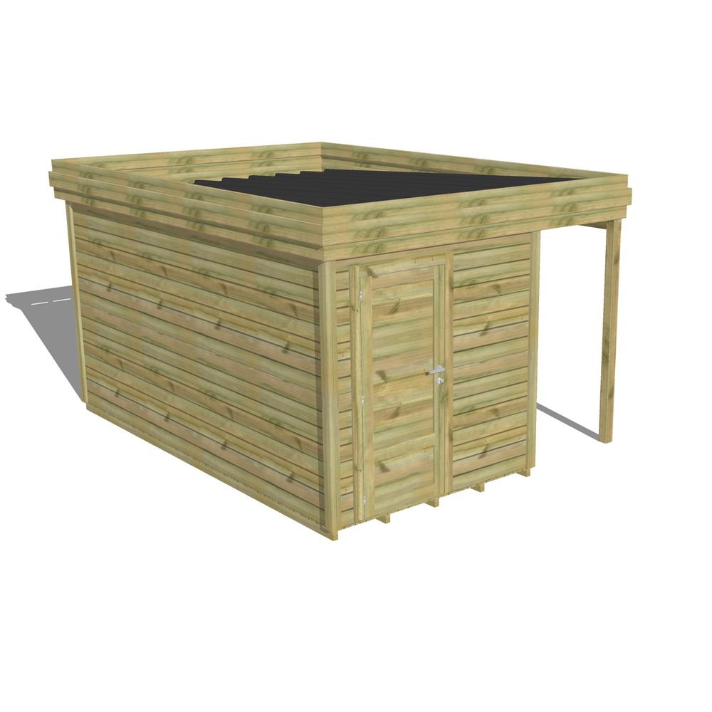 Abri de jardin bois pin traité autoclave 27mm - 3,14x4,34m / 14m2 - bac acier - plancher bois
