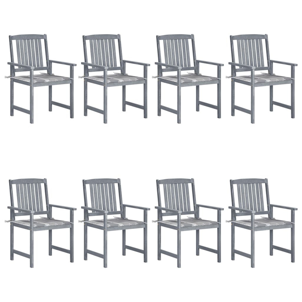 Chaises de jardin et coussins lot de 8 bois acacia solide gris