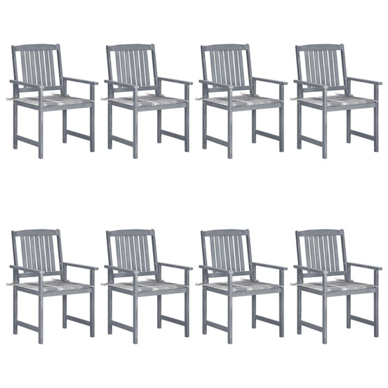 Chaises de jardin et coussins lot de 8 bois acacia solide gris