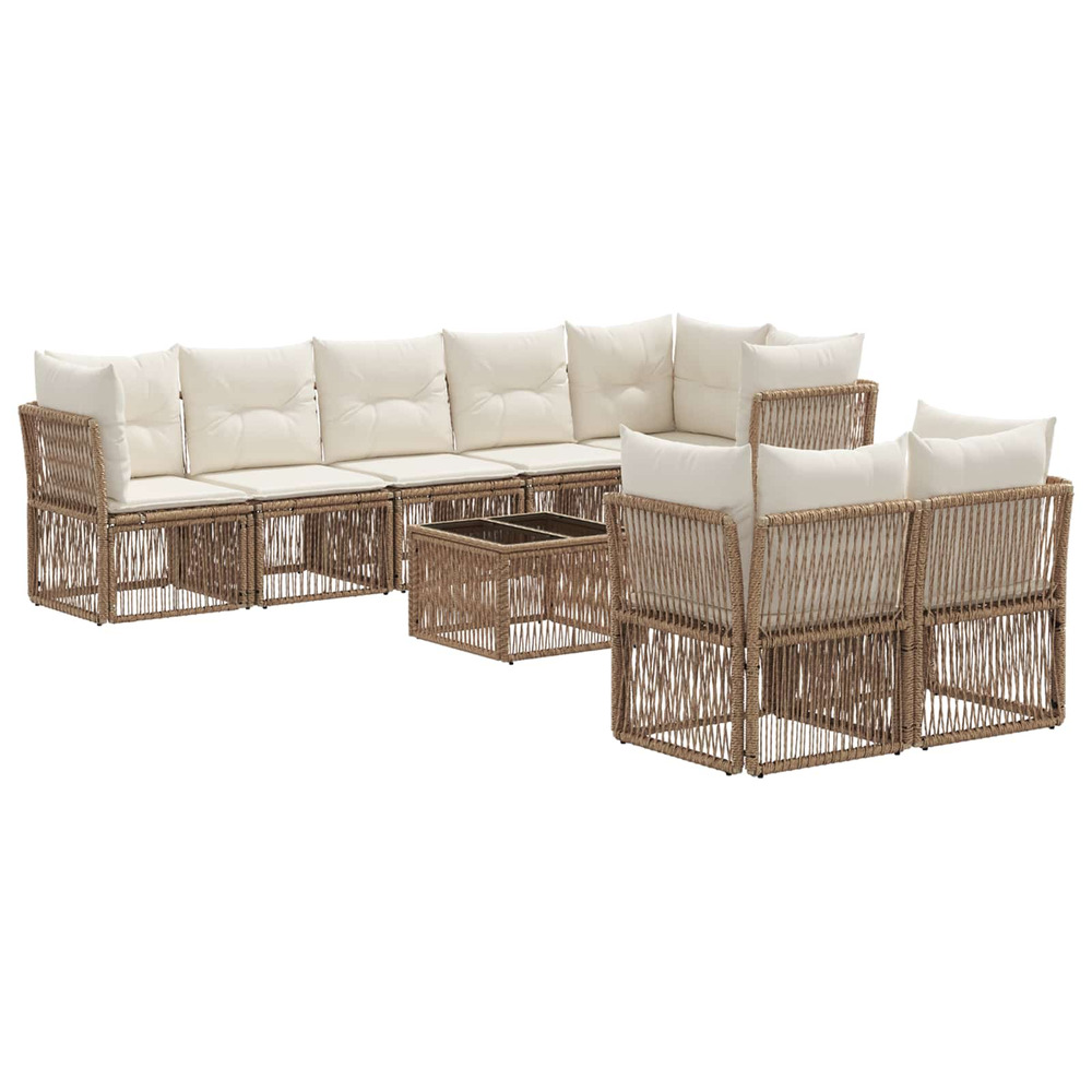 Ensemble de canapé de jardin 9 pcs beige polyrotin