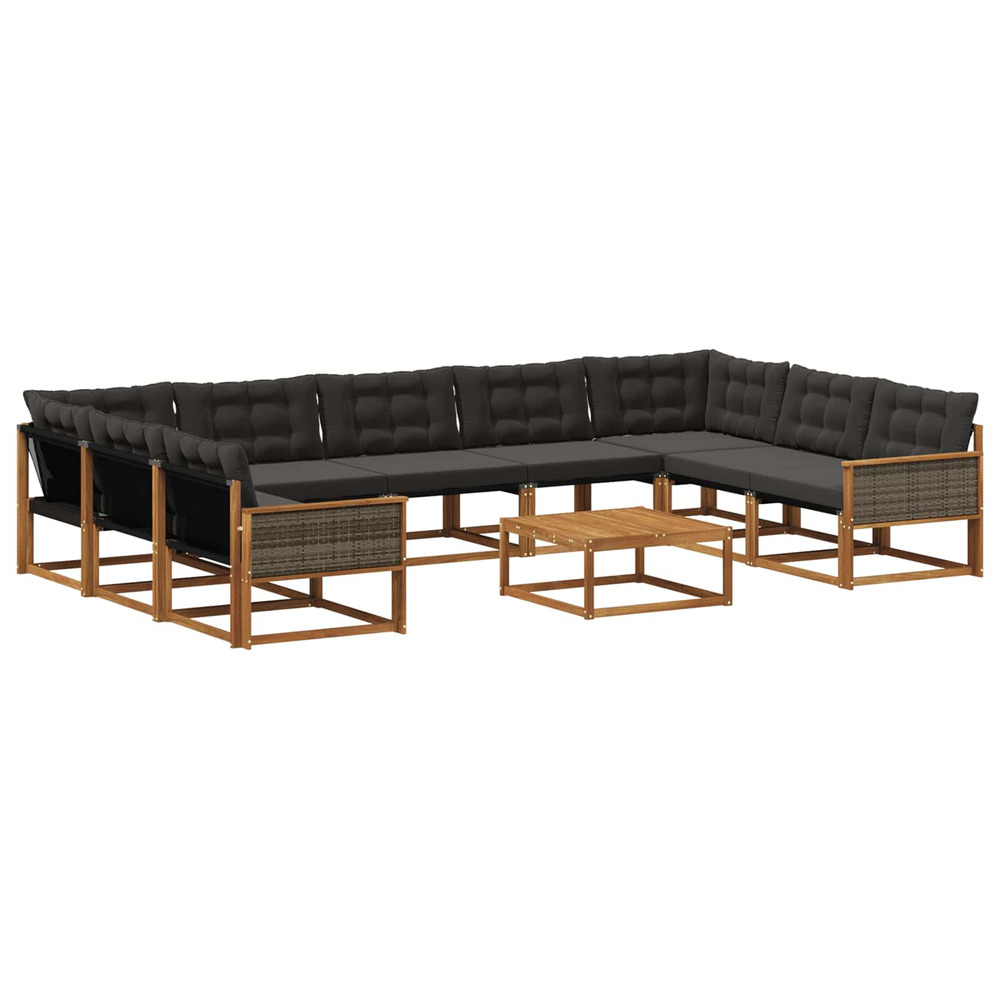 Ensemble de canapés d'extérieur 10 pcs naturel et noir