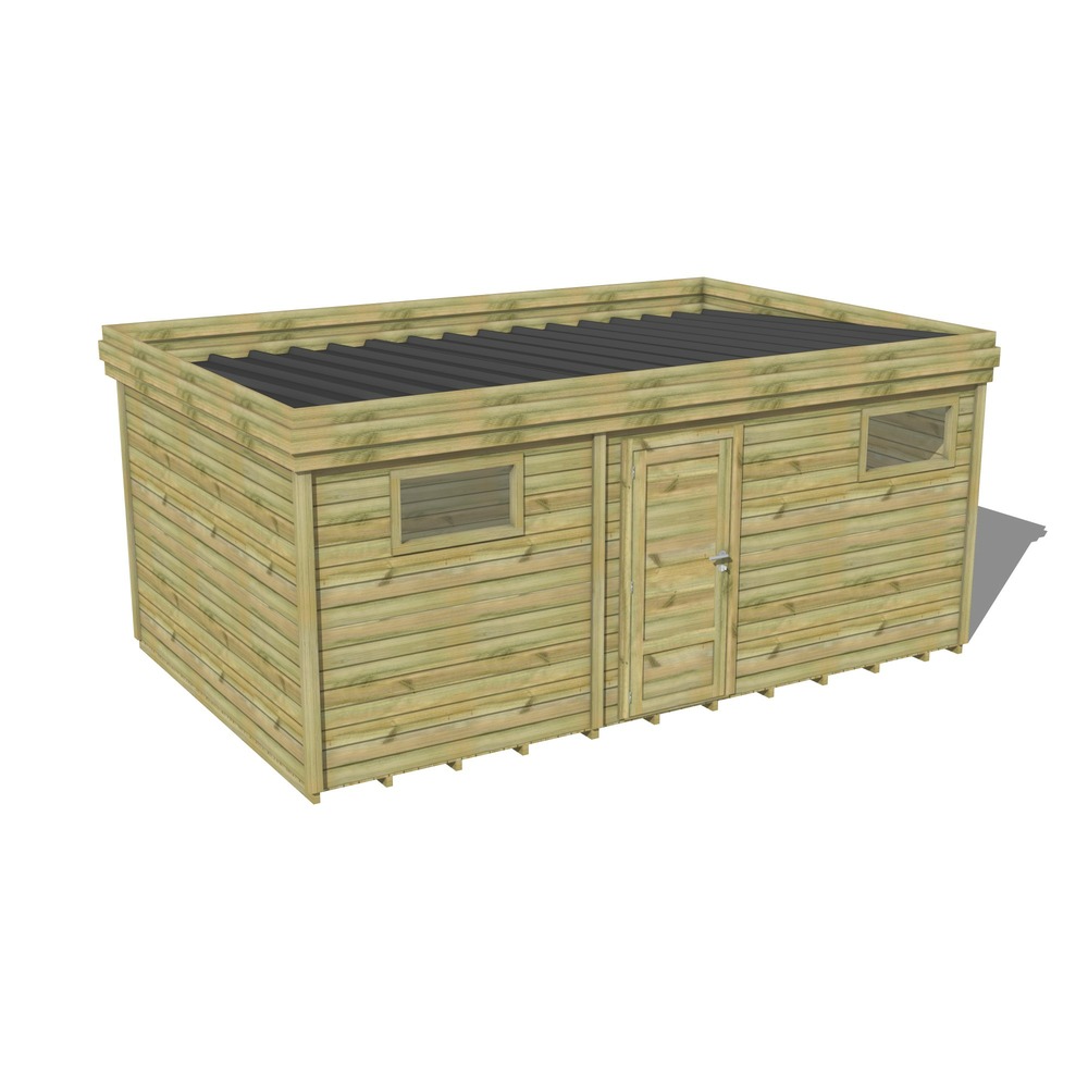 Abri de jardin bois pin traité autoclave 27mm - 5,99x3,44m / 21m2 - bac acier - plancher bois