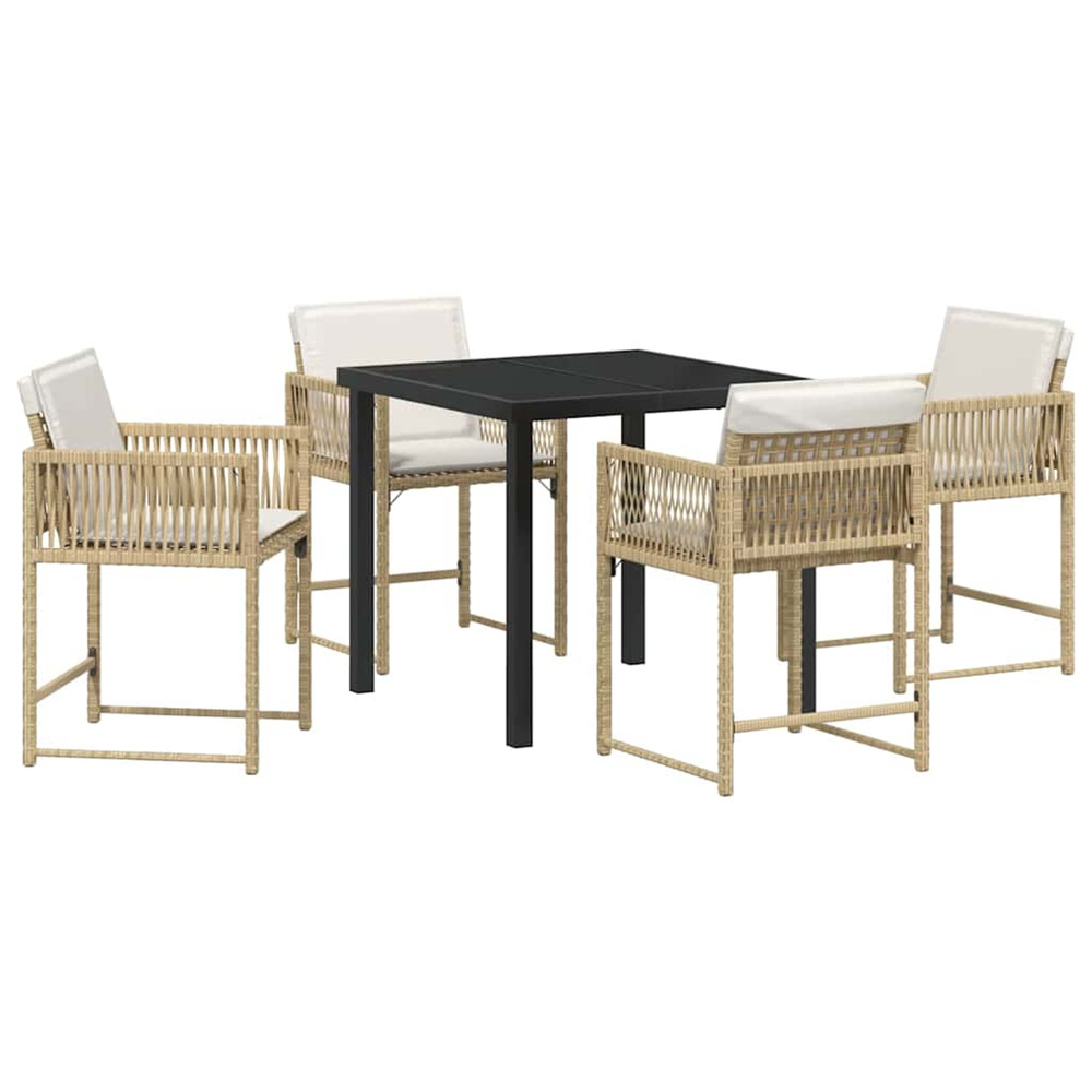 Ensemble de salle à manger pour jardin 5 pcs beige polyrotin