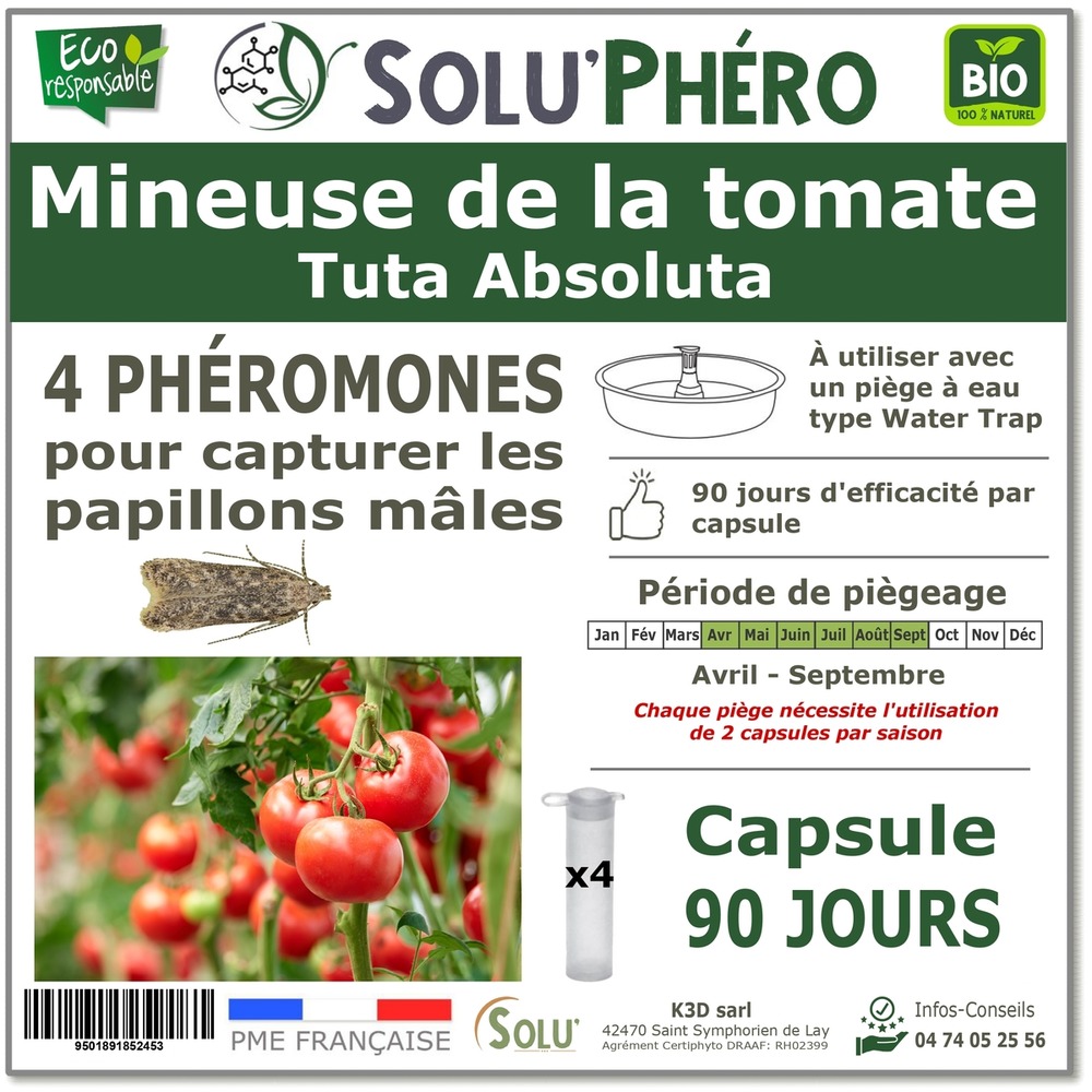 Solu'phéro - 4 phéromones contre la mineuse de la tomate