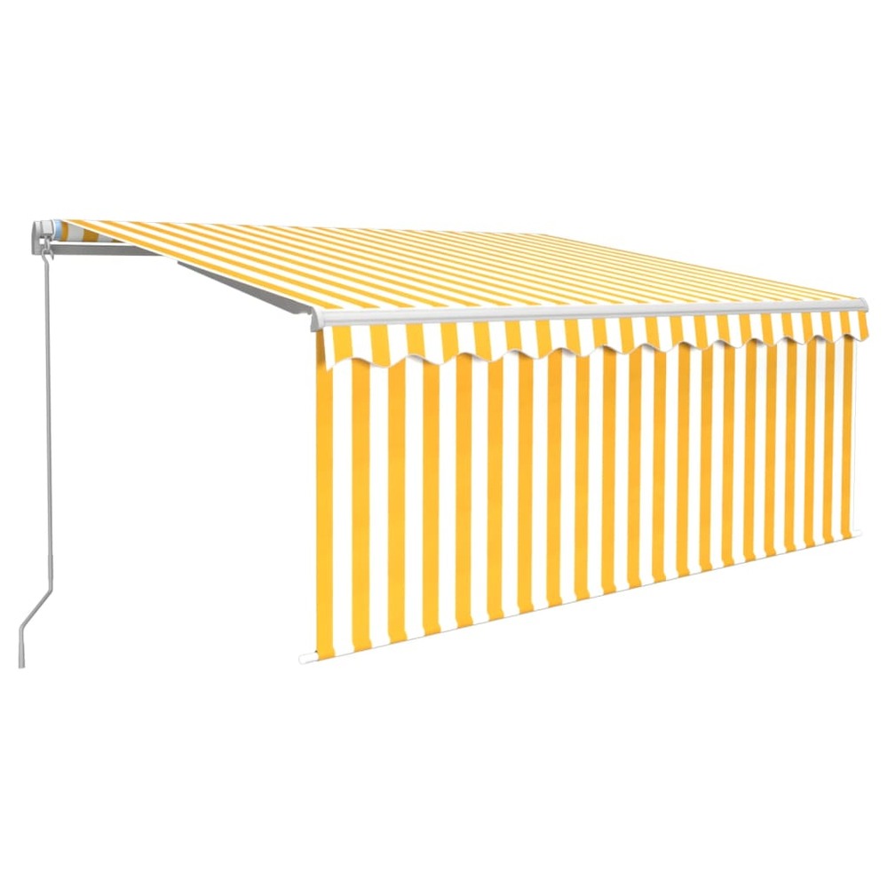 Auvent manuel rétractable avec store led 3x2,5 m jaune et blanc