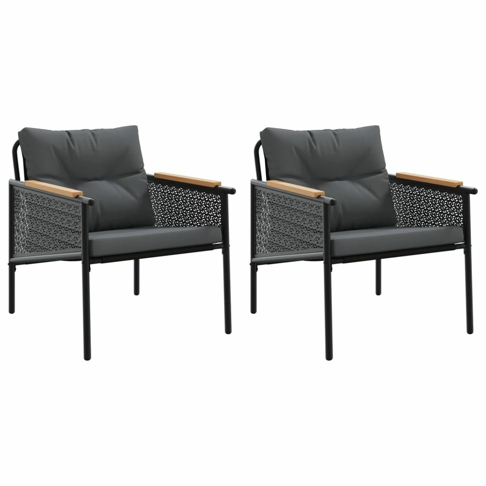 Chaises de jardin avec coussins lot de 2 noir acier