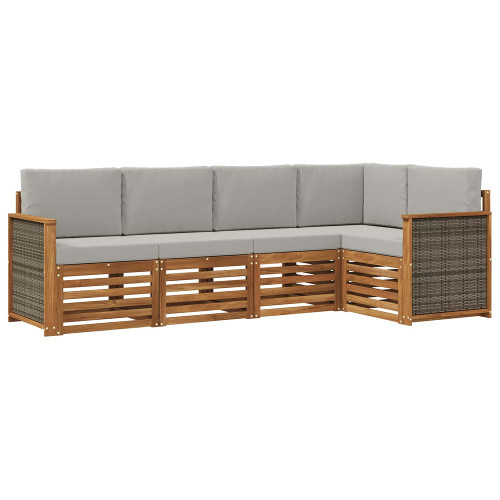 Ensemble de canapé d'angle 4 pcs naturel et gris clair