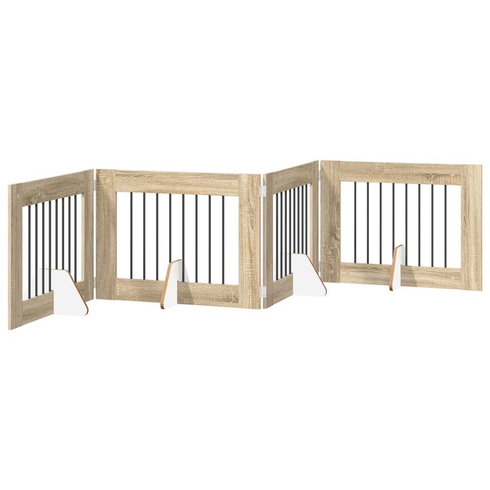 Porte de chien pliable avec supports 4 pc chêne sonoma 321 cm
