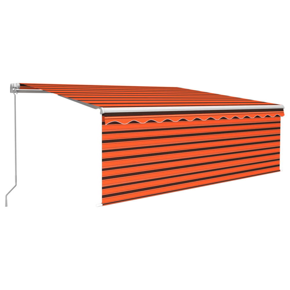 Auvent manuel rétractable et store et led 4,5x3 m orange/marron