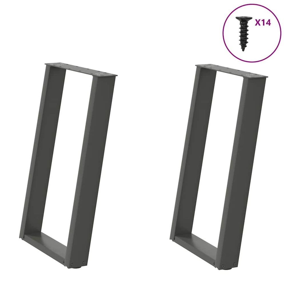 Pieds de table à manger en u 2 pièces anthracite 60 x (72-73) cm acier