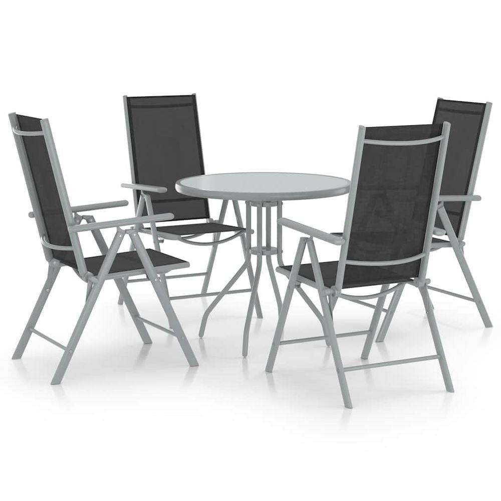 Ensemble à manger de jardin 5pcs aluminium et textilène argenté