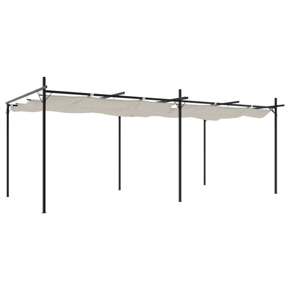 Pergola avec toit rétractable crème 589x292x230 cm