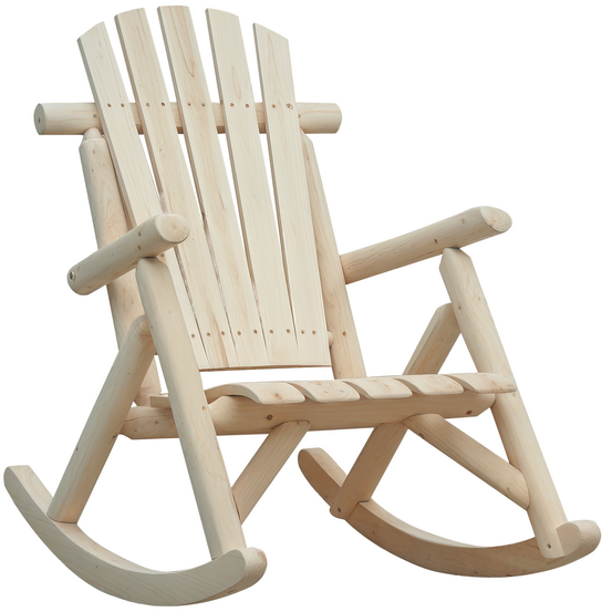 Fauteuil à bascule en bois naturel, dossier haut résistant aux intempéries, capacité 113 kg, pour salon, jardin et balcon