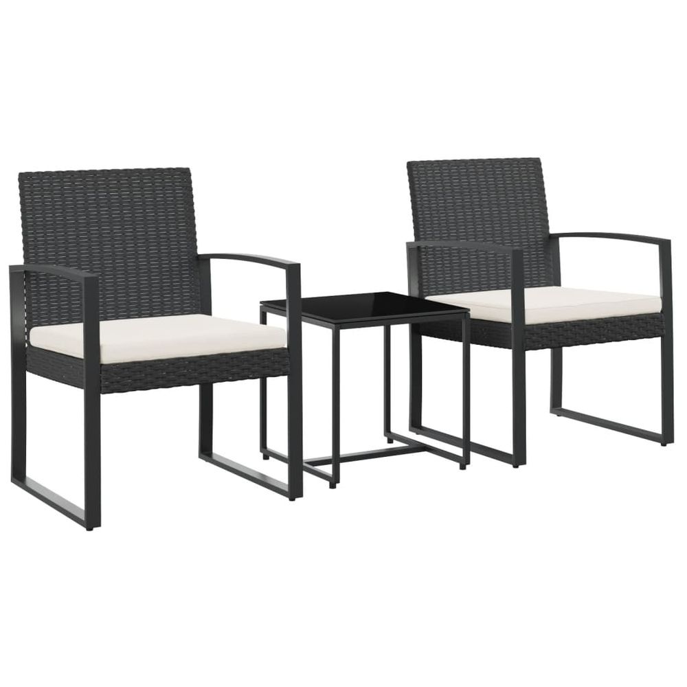 Ensemble à manger de jardin avec coussins 3 pcs noir rotin pp