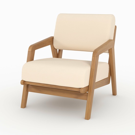 Siargao-fauteuil de jardin en bois d'acacia et tissu beige clair