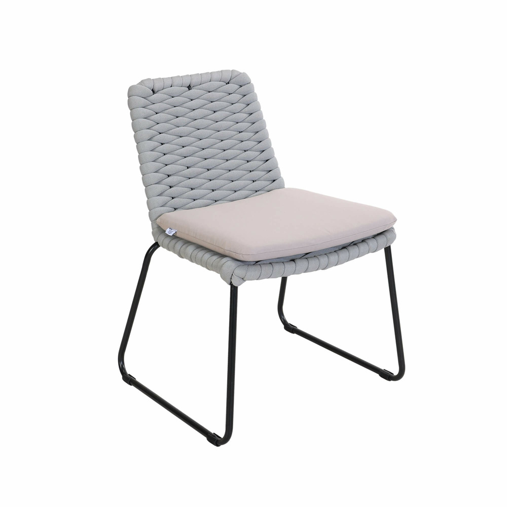 Home deluxe chaise de jardin en osier tressé balero gris clair - lot de 1 | mobilier de jardin chaise de terrasse
