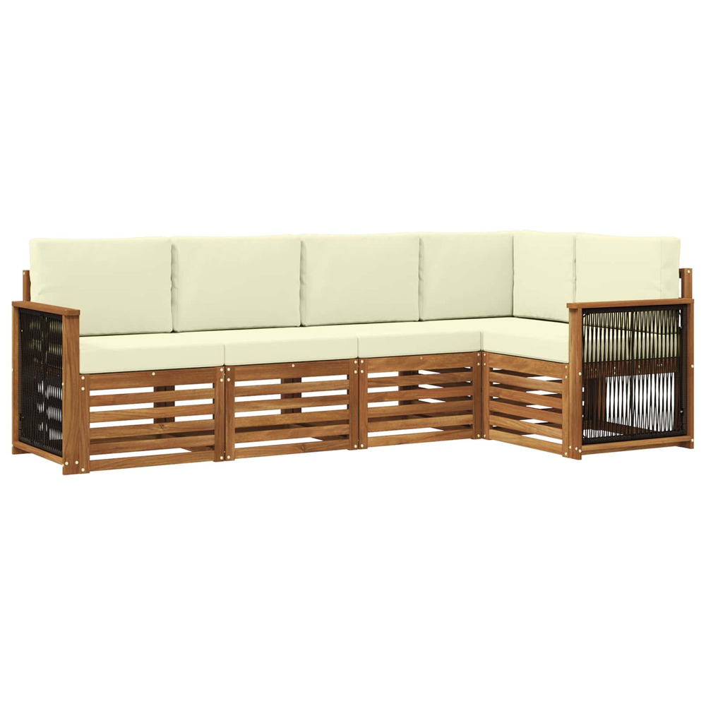 Ensemble de canapé d'angle avec coussin 4 pcs naturel et crème