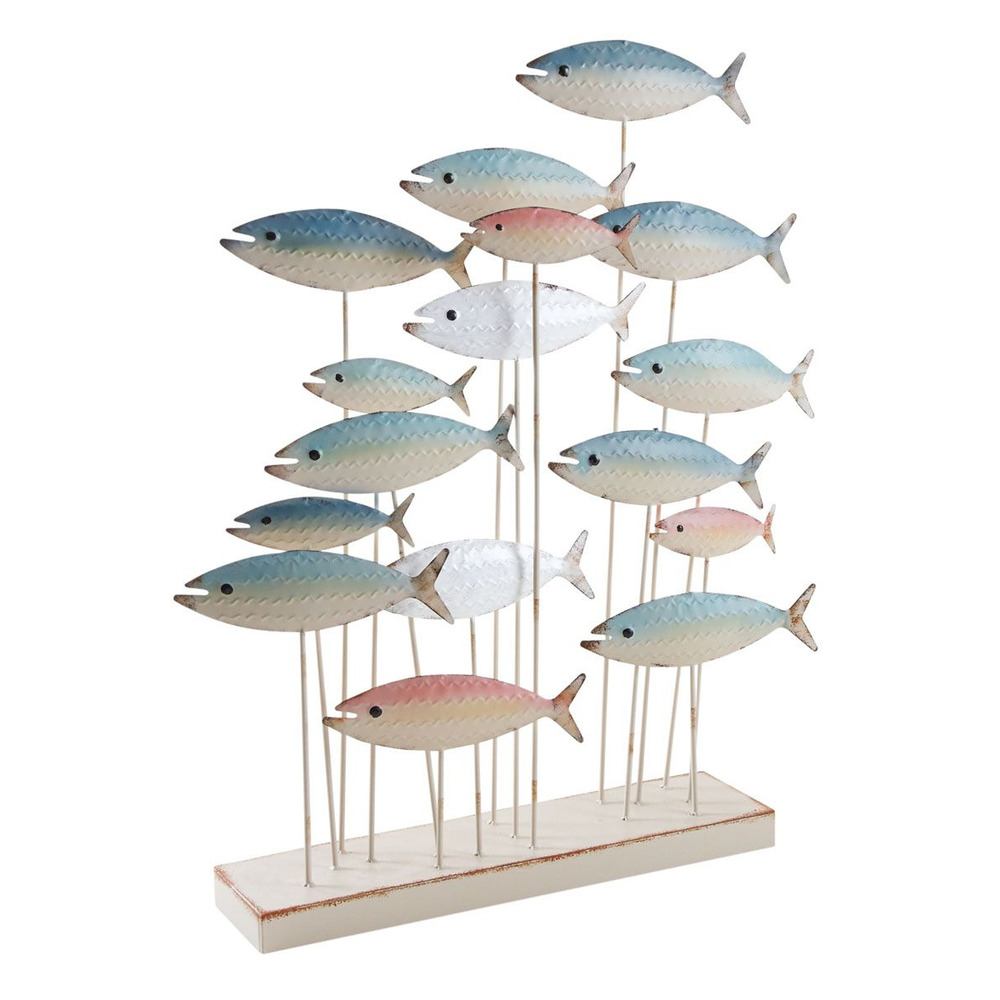 Banc de poissons en métal sur pied