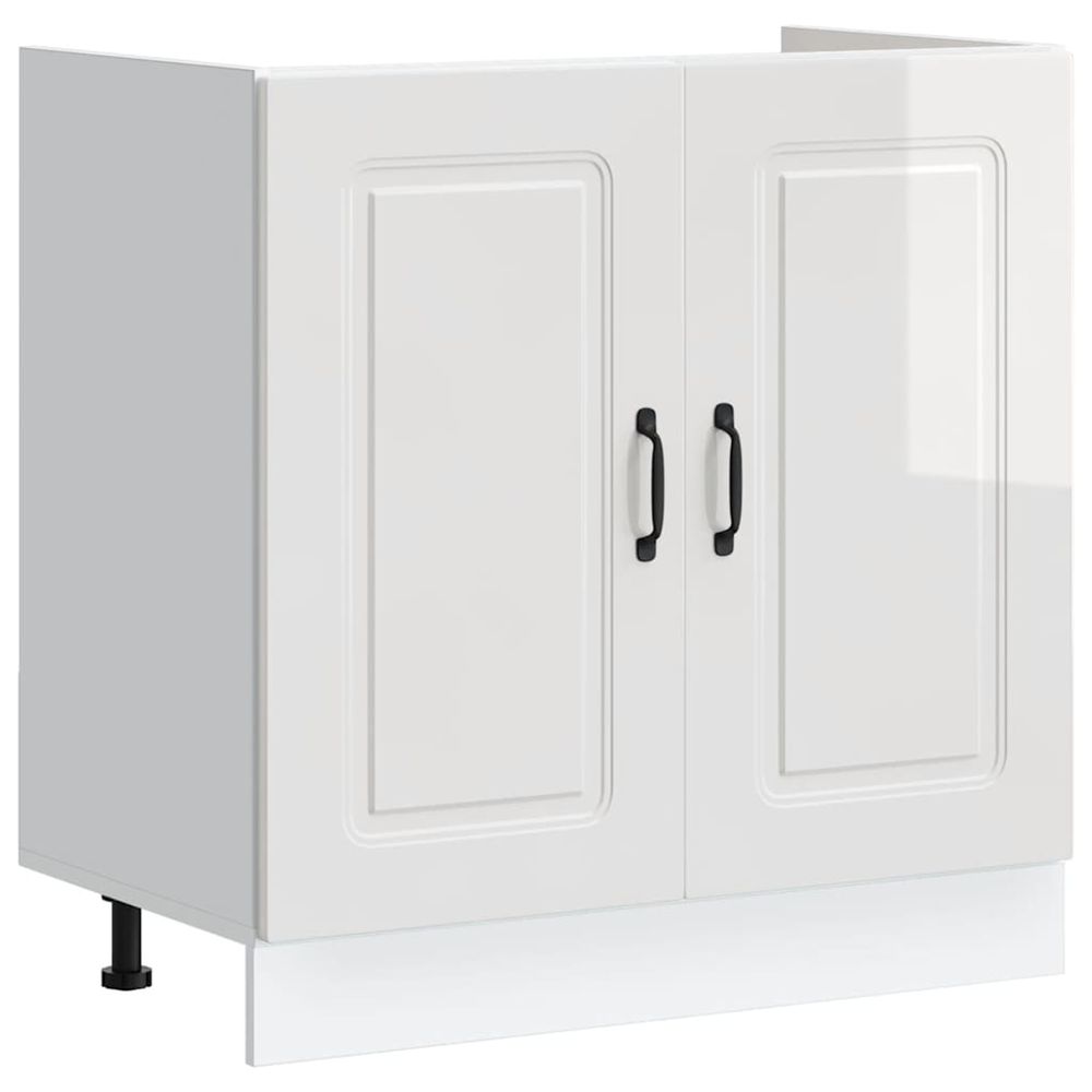 Meuble bas pour évier kalmar blanc brillant 80x46x81,5 cm