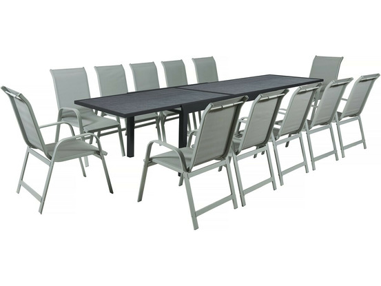 Table extensible et chaises de jardin en aluminium