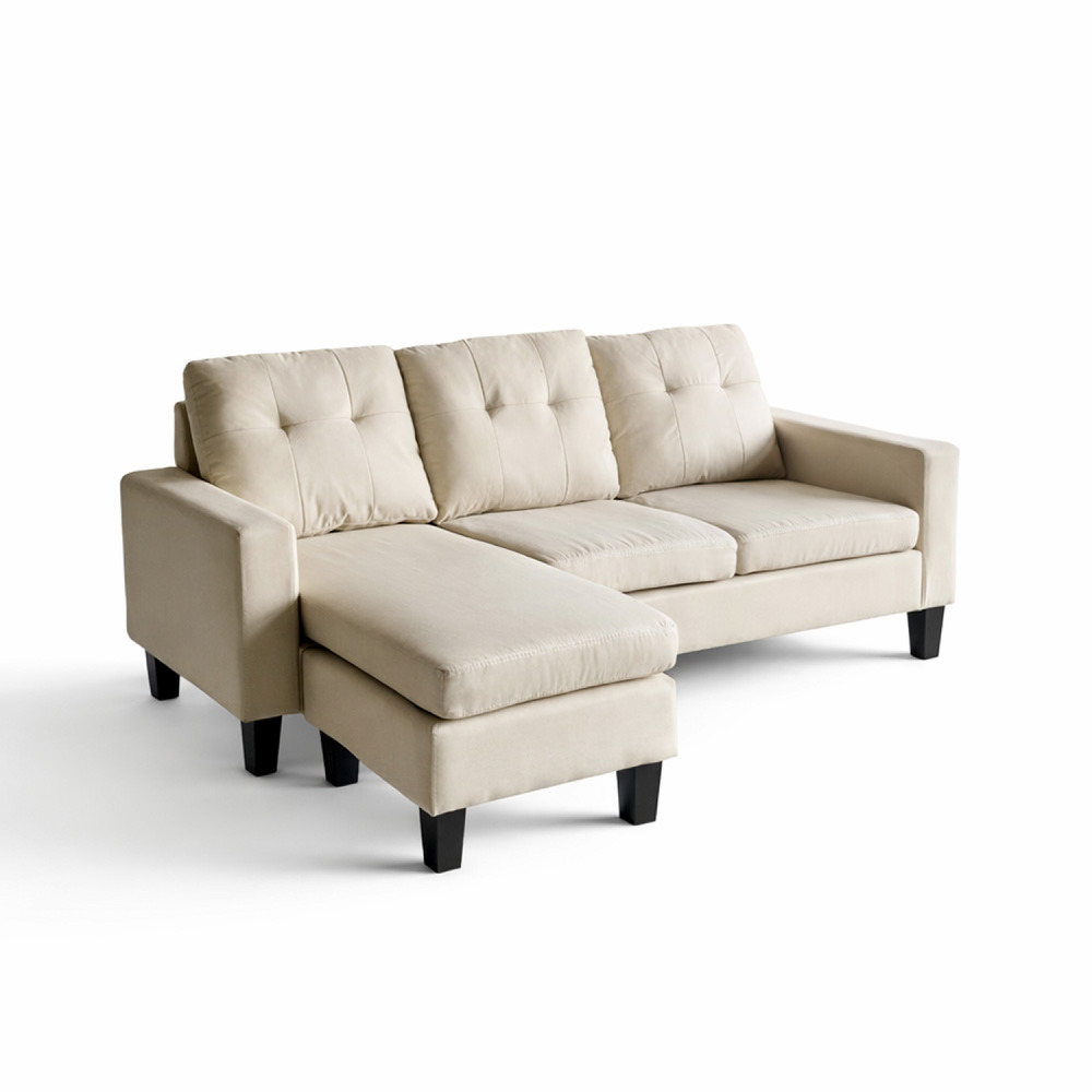 Canapé d'angle 3 places en tissu beige belfast