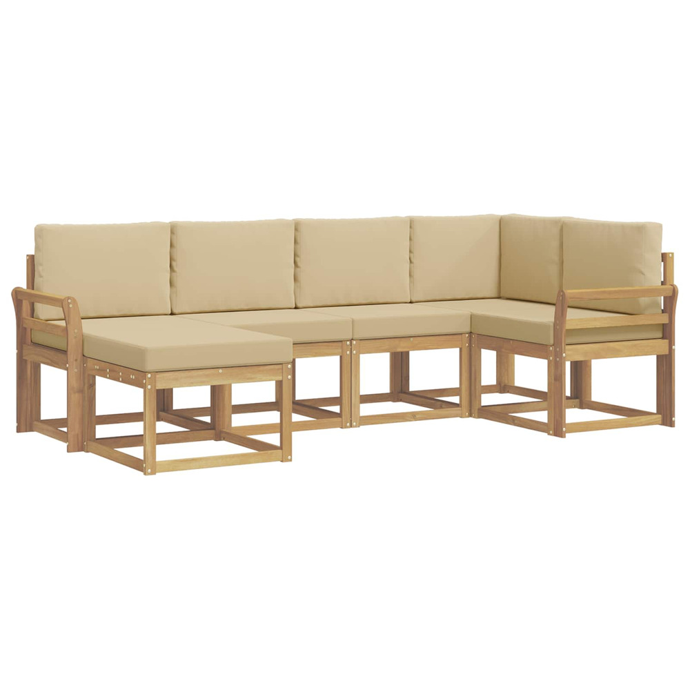 Ensemble de canapés d'extérieur 6 pcs blanc et beige polyester
