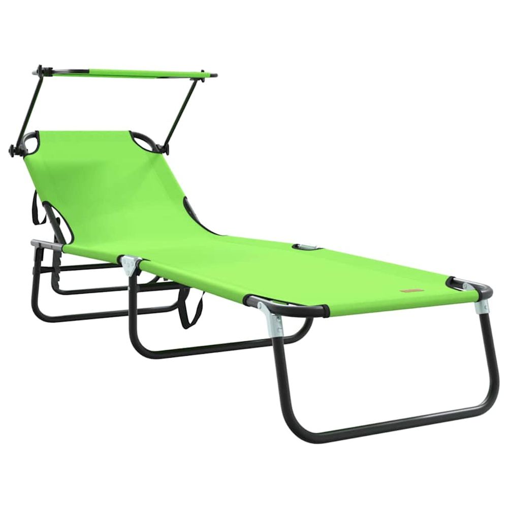 Chaise longue pliante oxford vert bain de soleil