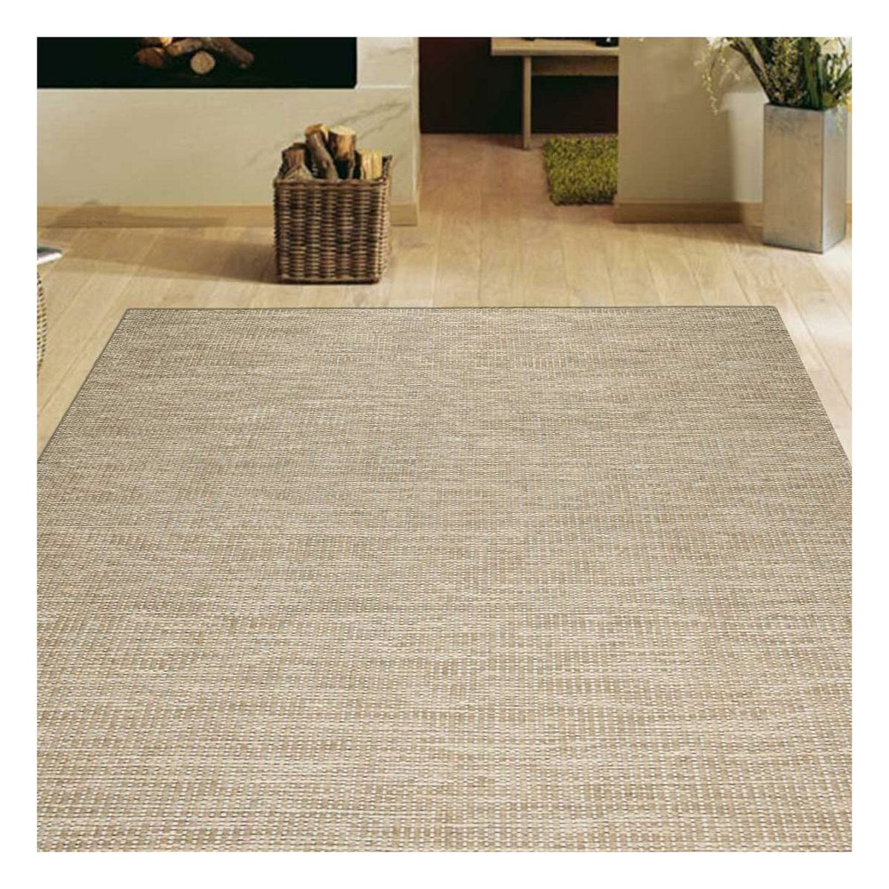Tapis kilim 140x200 rectangle fait main en laine beige motif uni look 408