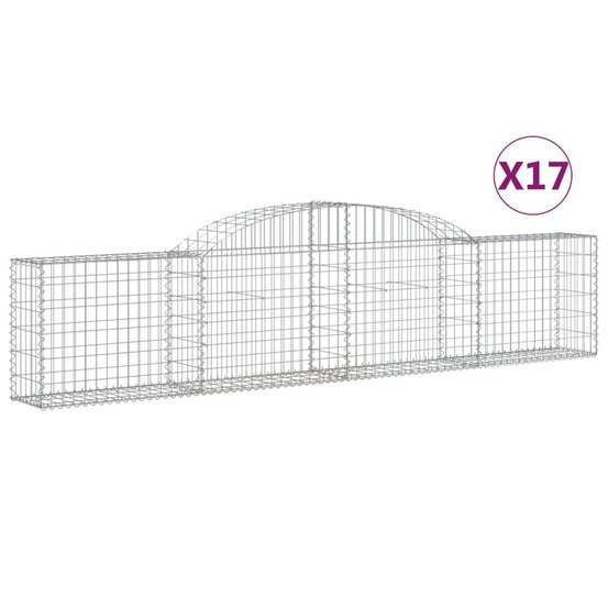 Paniers à gabions arqués 17 pcs 300x30x60/80 cm fer galvanisé