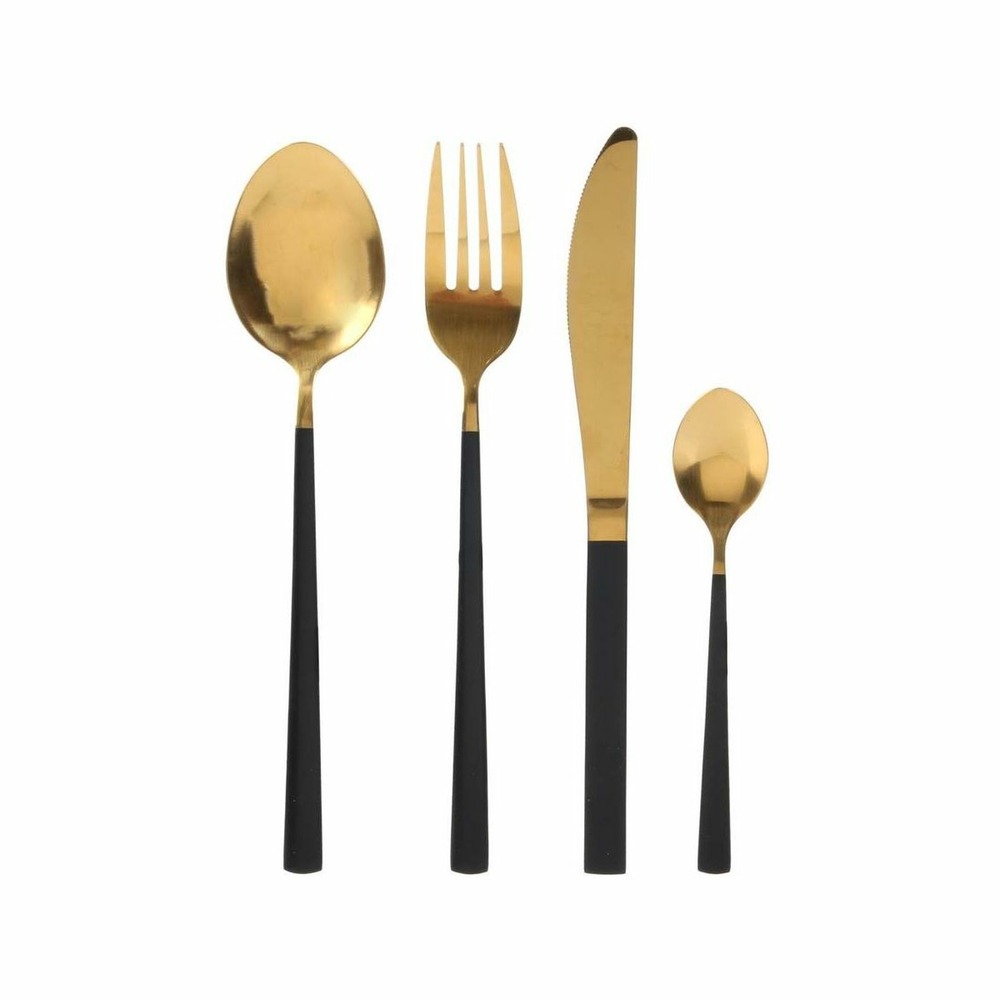 Ménagère inox 16 pièces manche noir table chic