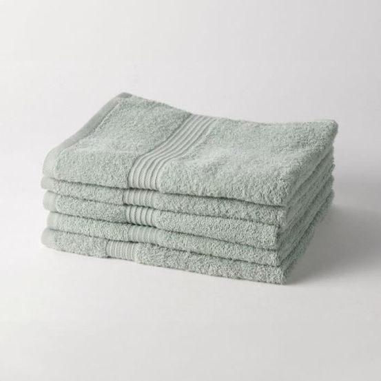 Essential - lot de 5 draps de bain 70x130 cm 100% coton coloris céladon