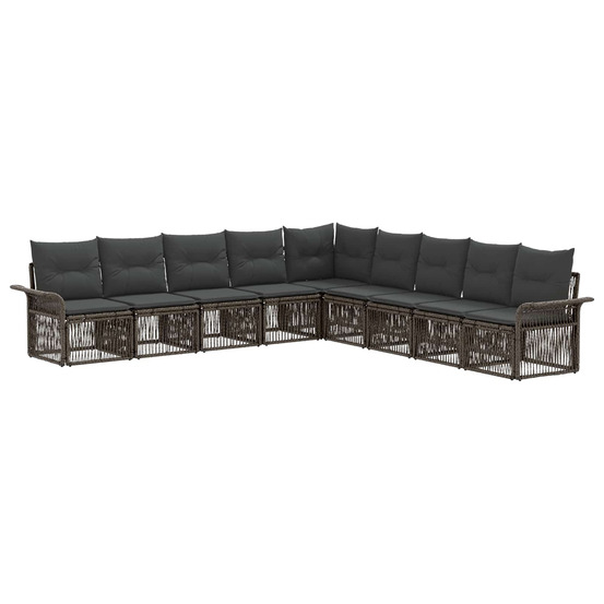 Ensemble de canapé de jardin 9 pcs gris polyrotin