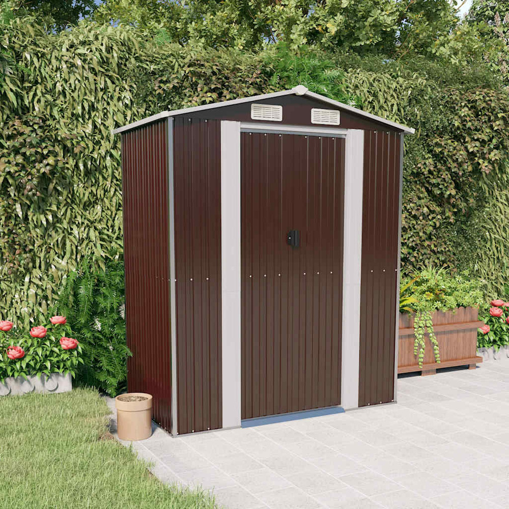Abri de jardin marron foncé 192x108x223 cm métal galvanisé