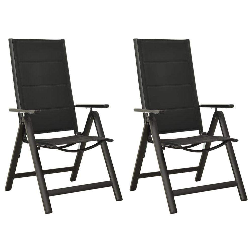 Chaises pliantes 2 pièces en textilène et aluminium noir