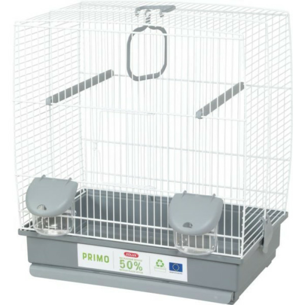 Cage pour oiseaux - carla - plastique recyclé - 2 perchoirs - 2 mangeoires - balançoire