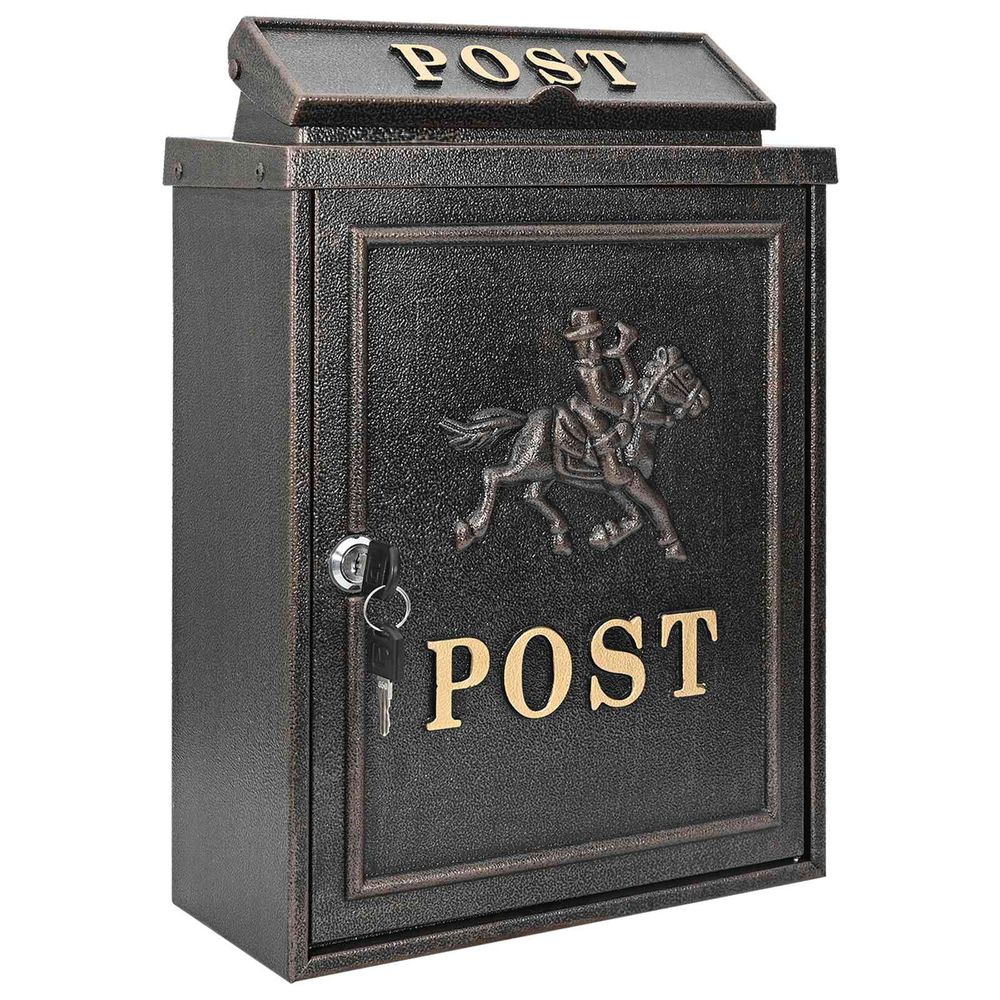 Boîte aux lettres murale bronze 29 x 13 x 41 cm aluminium coulé