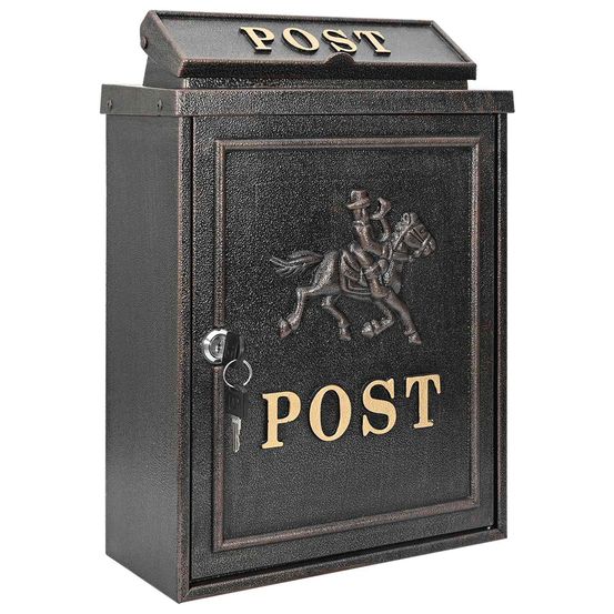 Boîte aux lettres murale bronze 29 x 13 x 41 cm aluminium coulé