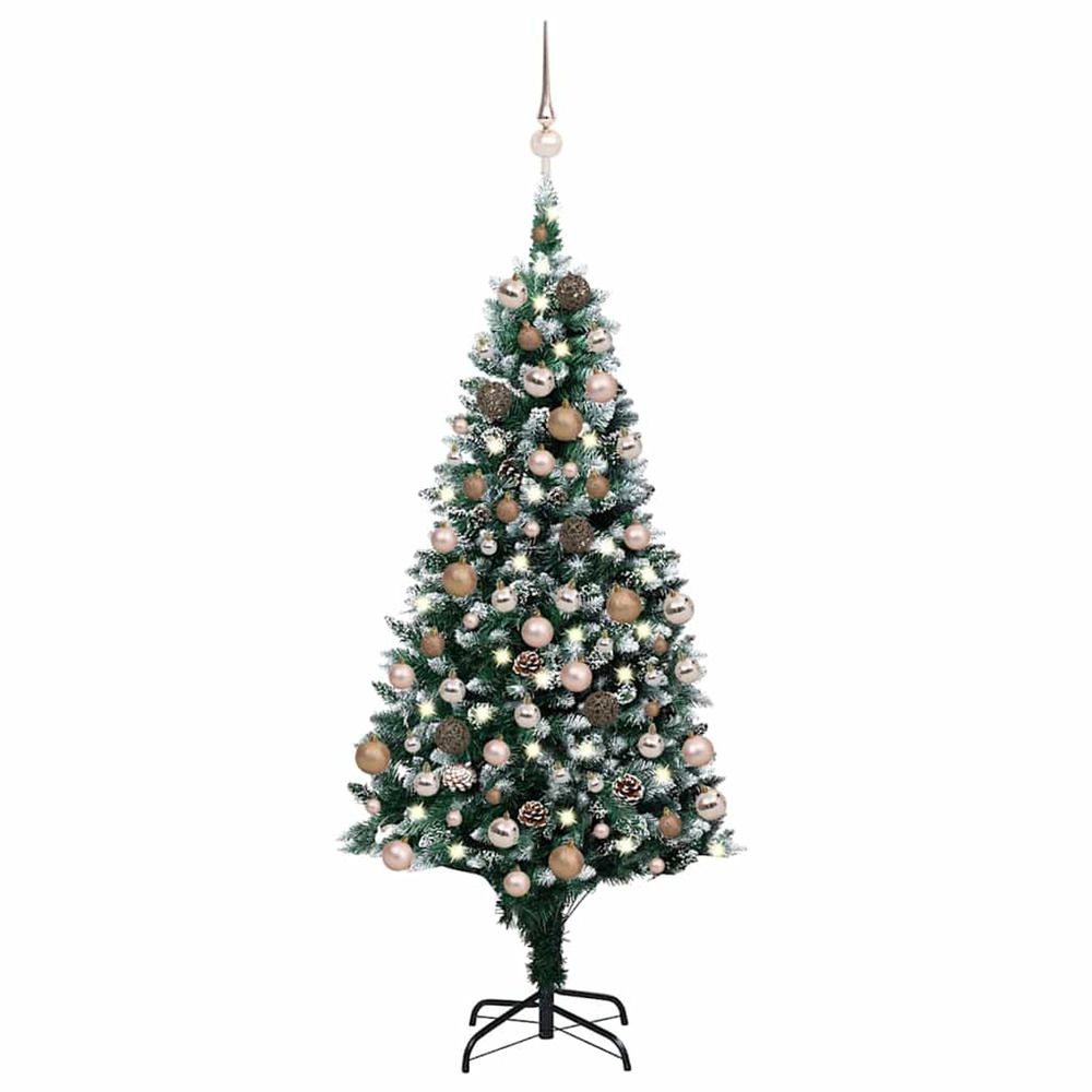 Arbre de noël artificiel avec led/boules pommes de pin 180cm