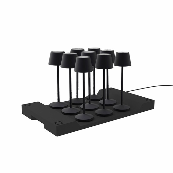 9 lampes avec plateau de chargement emily noir aluminium h25cm