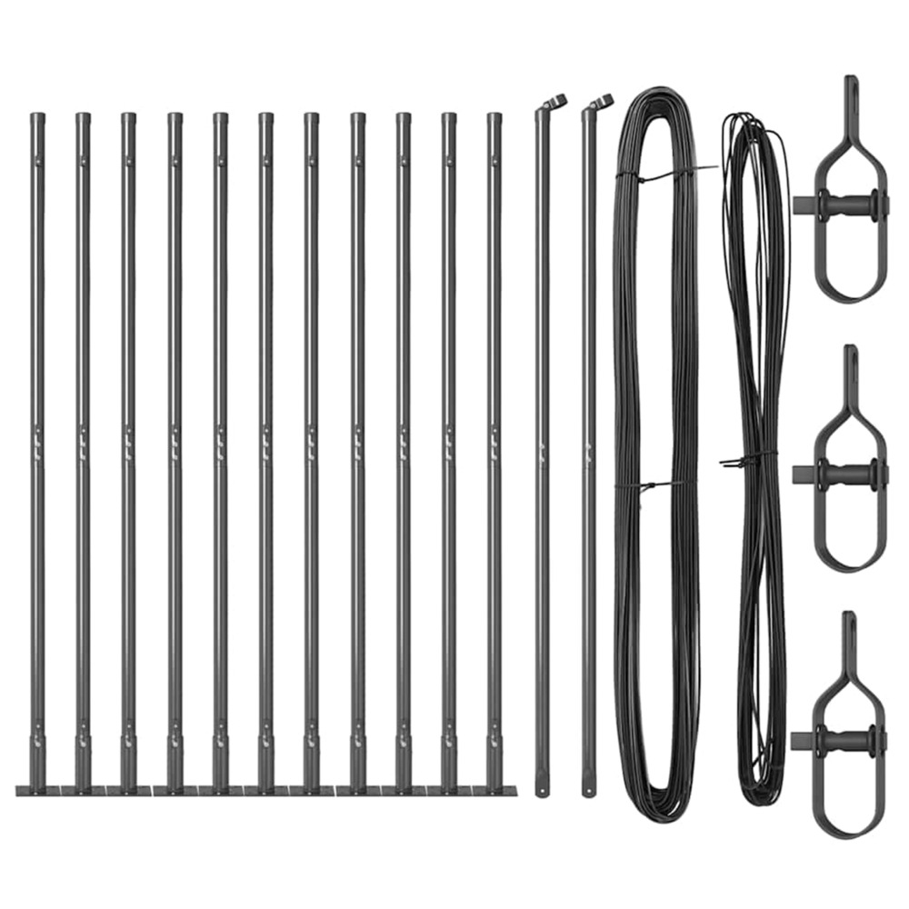 Poteau de clôture. 13 pcs gris acier