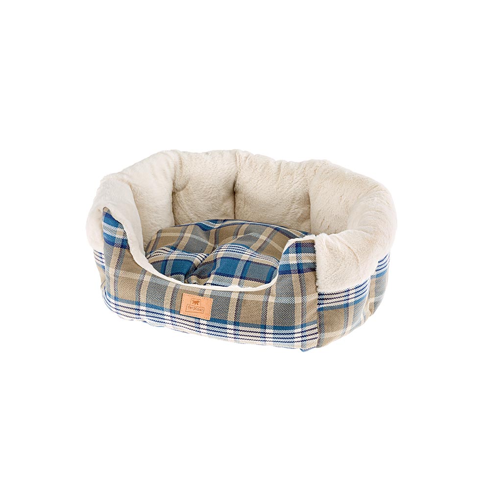 Ferplast couchage pour chiens et chats etoile 2, divan pour animaux avec coussin, écossais, fourrure douce et écologique, lavable,
