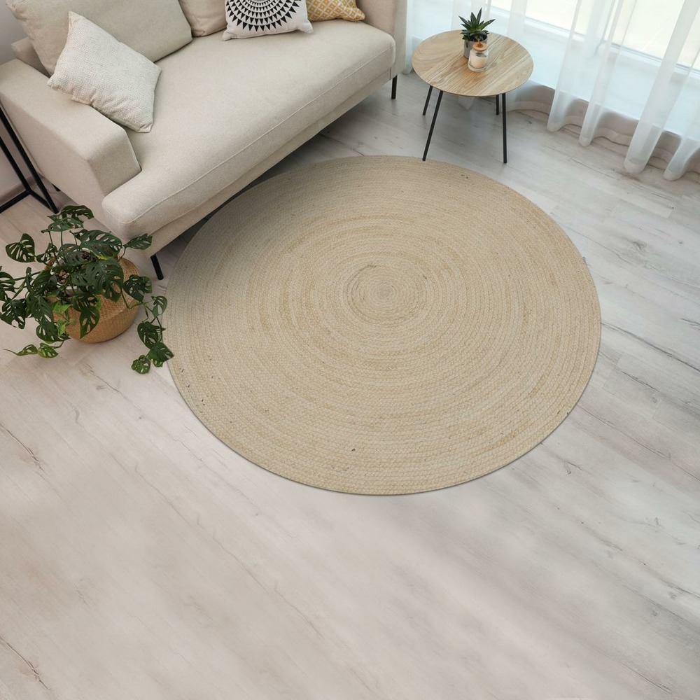 Tapis salle à manger 240x340 fait à la main en laine beige et gris motif simple