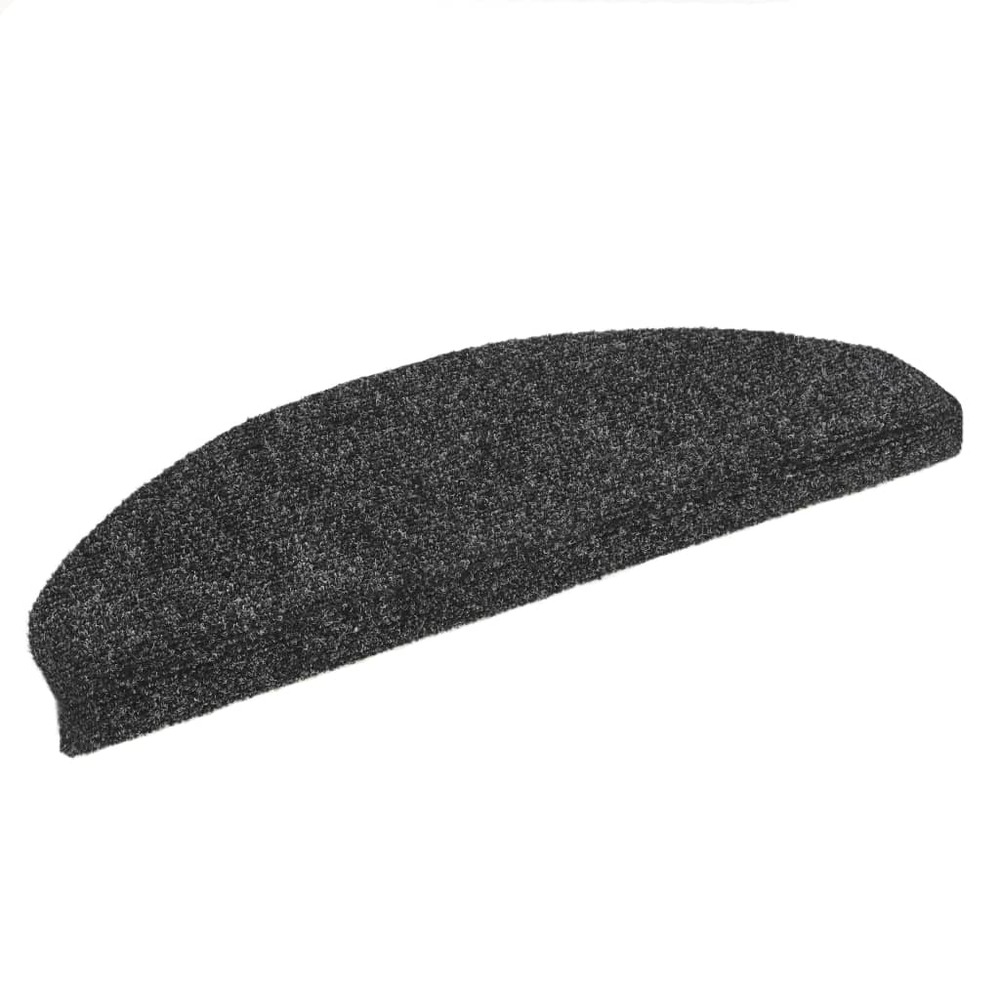 Tapis d'escalier poinçon aiguilleté 15pcs 65x21x4 cm gris foncé
