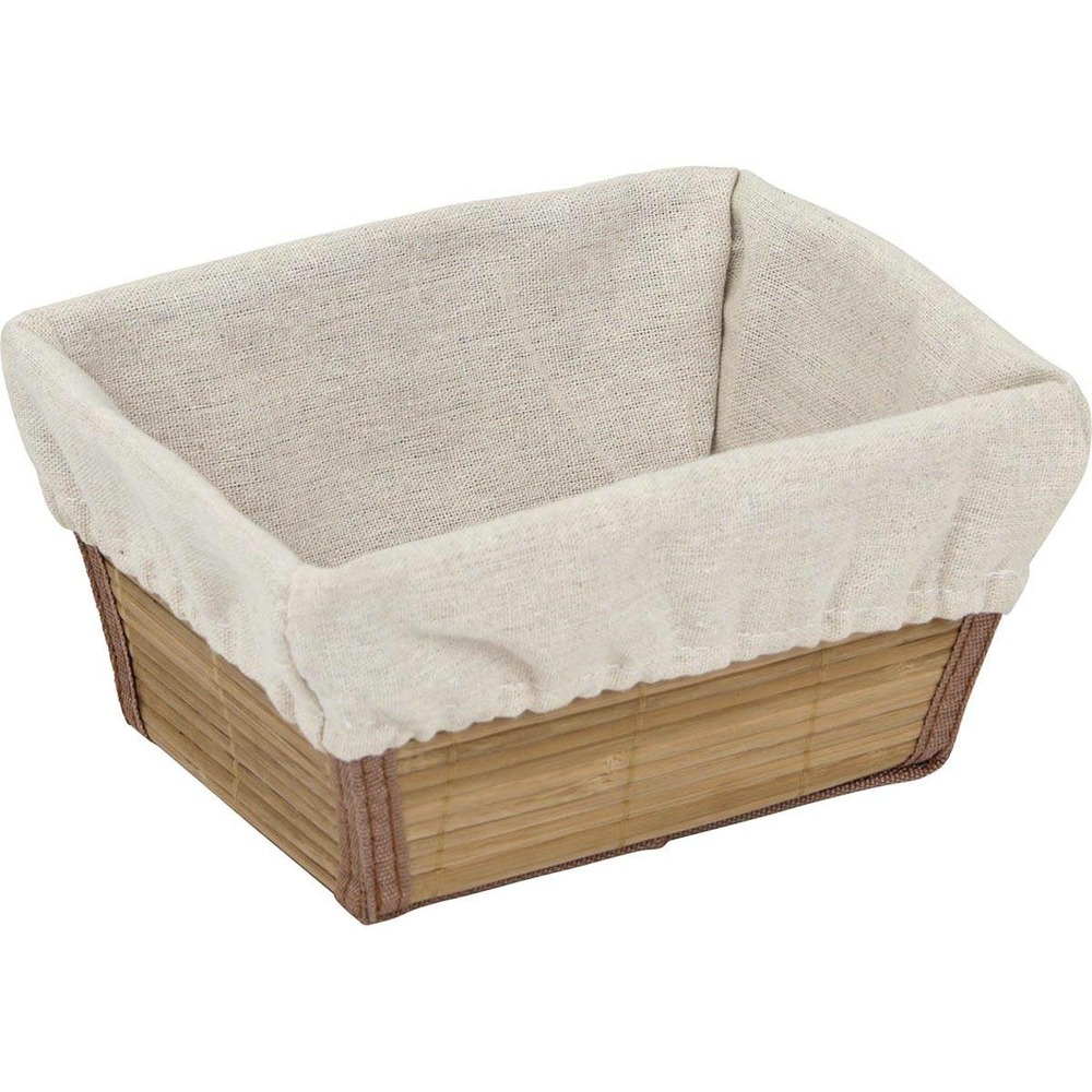 Panier rectangulaire evase bambou et pp - bambou/tissu blanc