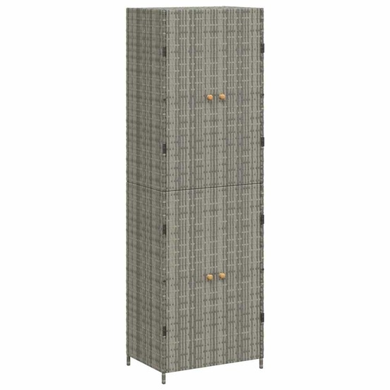 Armoire de rangement jardin gris 59x40x180 cm résine tressée
