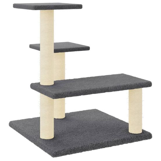 Arbre à chat meuble tour grimper jouet grattage grattoir escalade plateforme avec griffoirs en sisal foncé 61 cm gris 02_0022