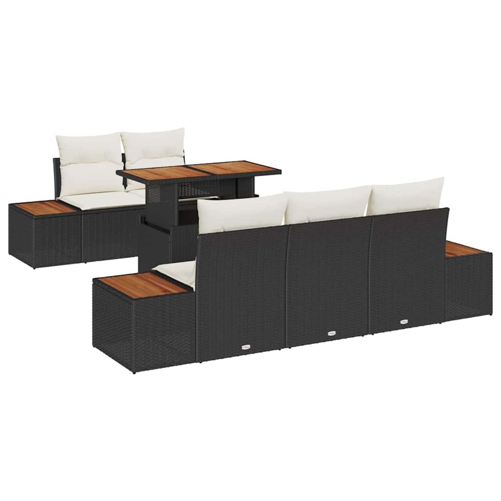 Ensemble de canapé de jardin 6 pc noir poly rotin